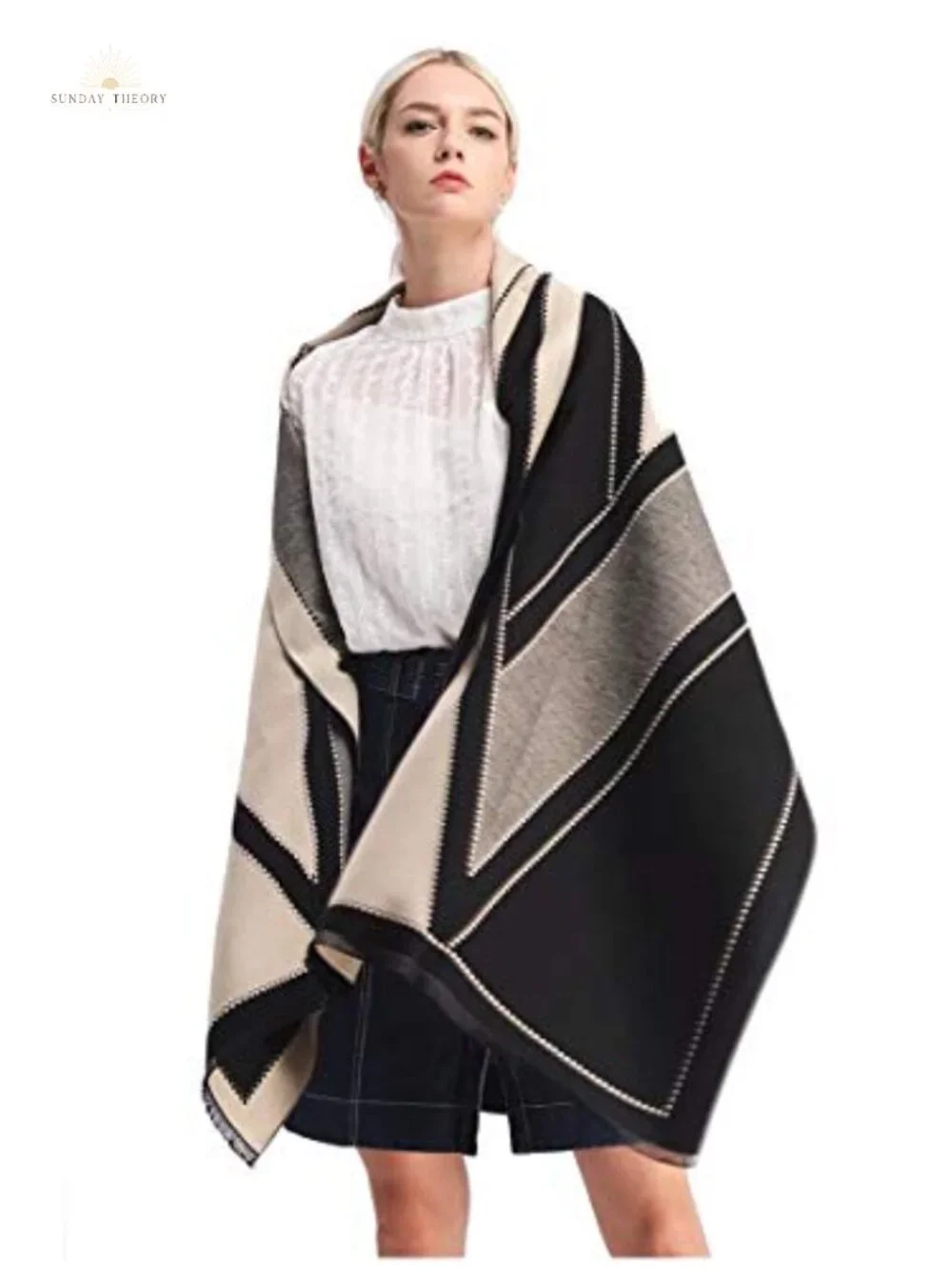 Winter Scarf Shawl Wrap for Women Men, 100% Viscose, Plaid Floral Print,